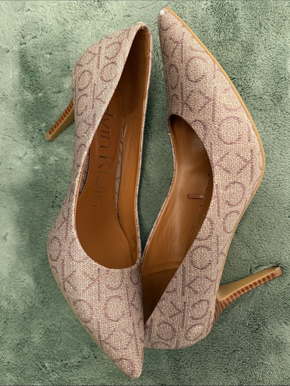 Calvin Klein Dusty Pink Logo Pointed-Toe Stiletto Heels